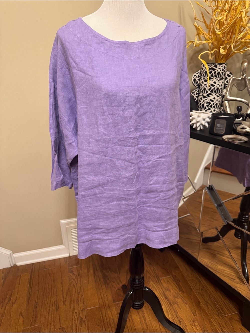 bryn Walker Lavender Linen Tunic Blouse Size M pre- owned.